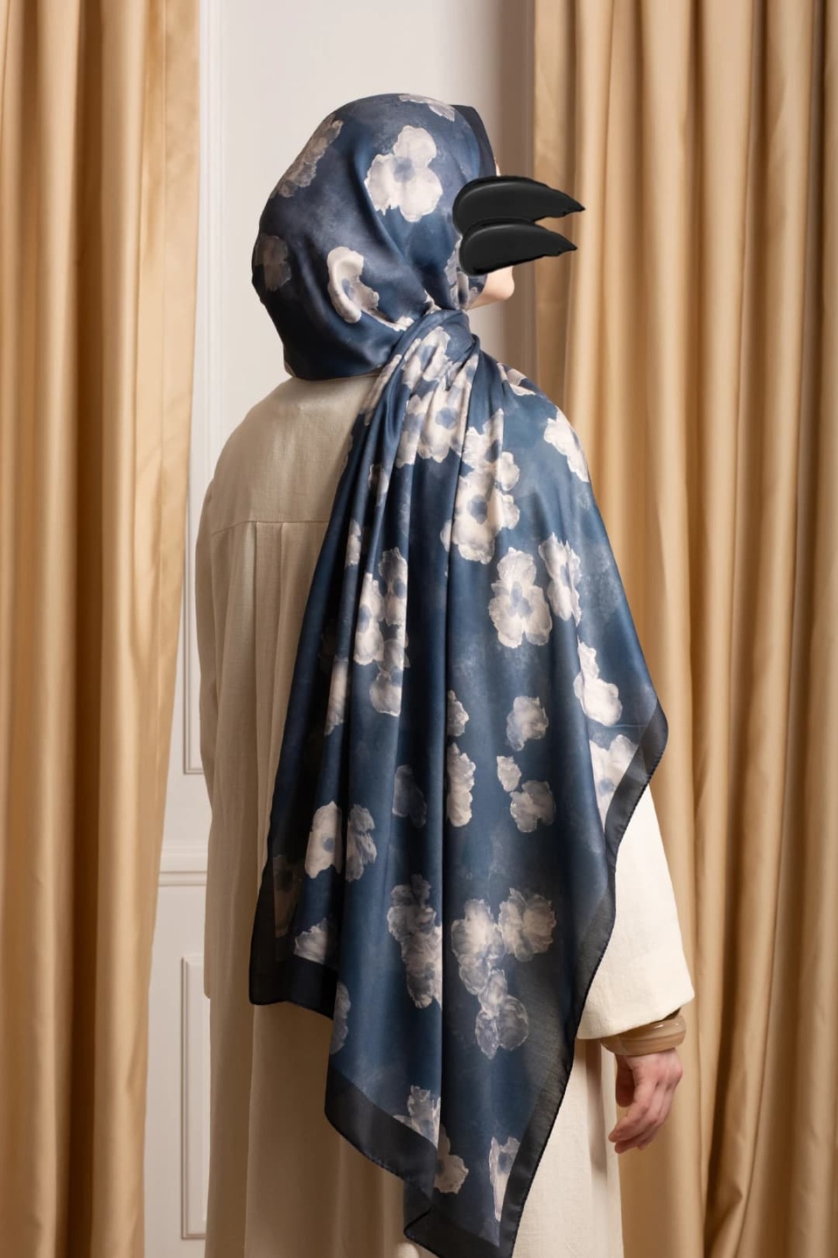 Emare  Güz Serenadı Desenli Soft Şal - Mavi