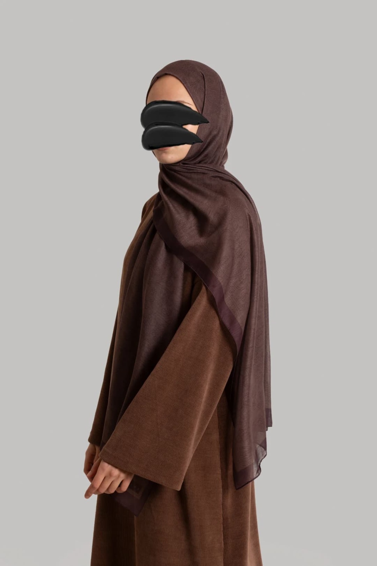 Mystic Texture Patterned Cotton Shawl - Chocolate Coffee