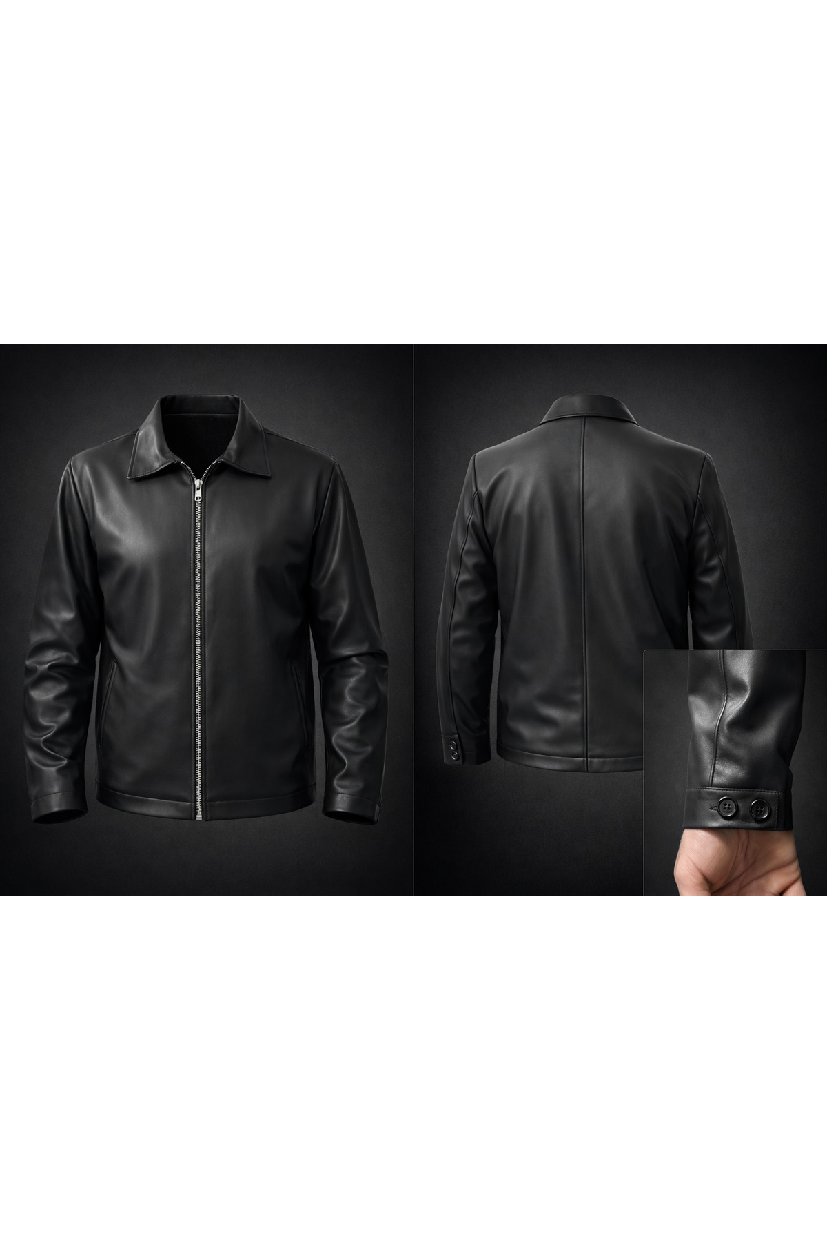 Boymen  Siyah Erkek Deri Ceket Mevsimlik ceket old money deri ceket - Görsel 4