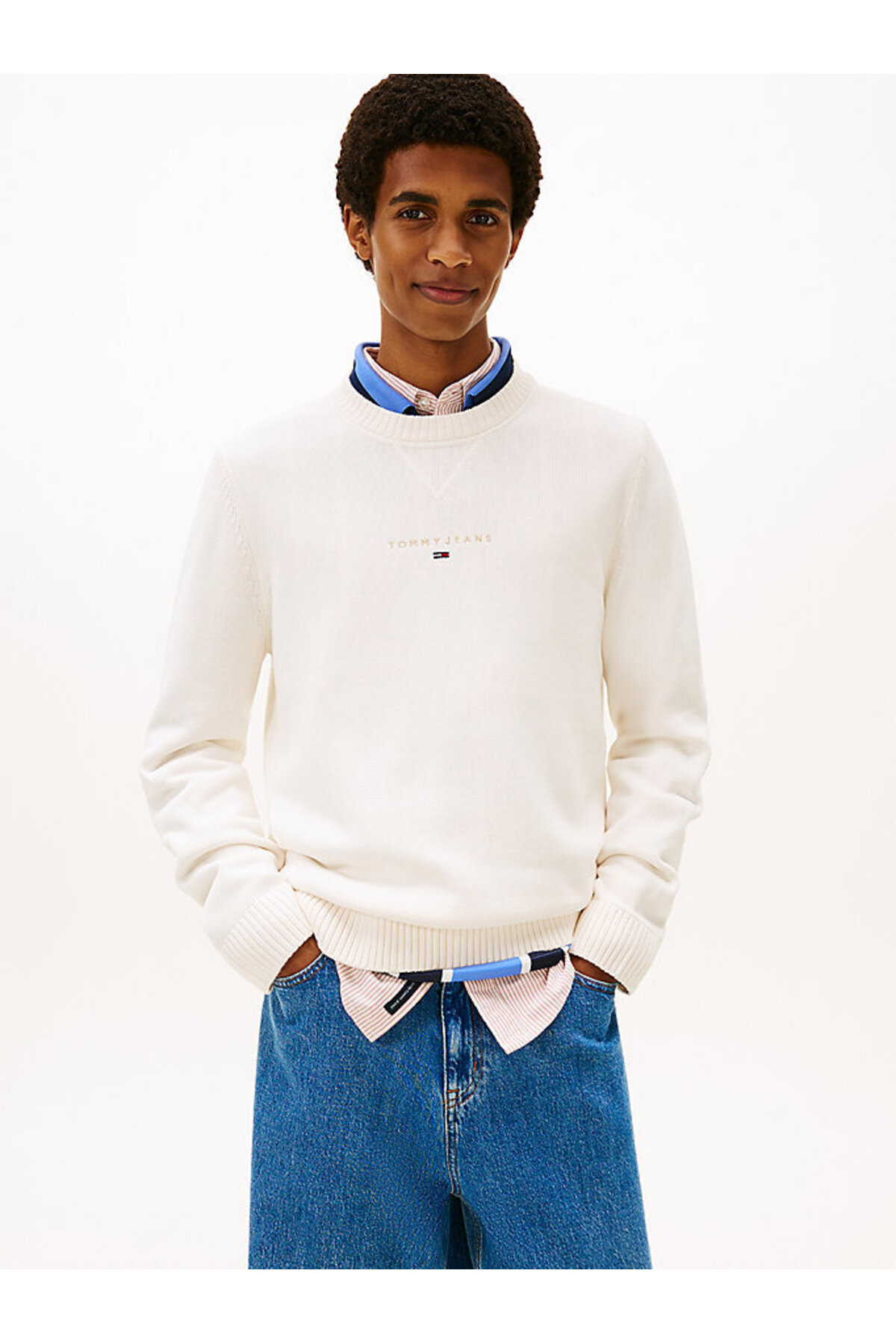 تامی هیلفیگر ژاکت مردانه باریک خطی سفید TJM