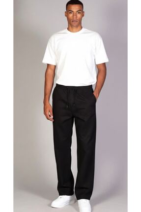 LTC Jeans Erkek Beli Lastikli Süper Rahat Tensel Kumaş Siyah Baggy Pantolon