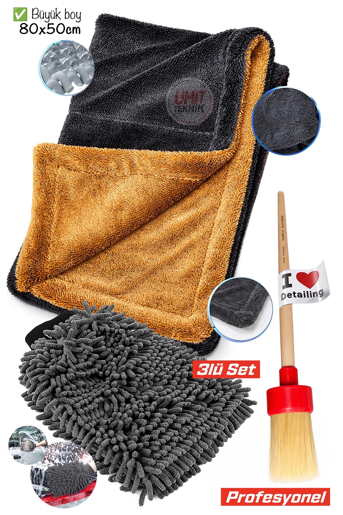 PROXCLEAN Twiss Çift Taraf 80x50 Mikrofiber Oto Kurulama Havlusu