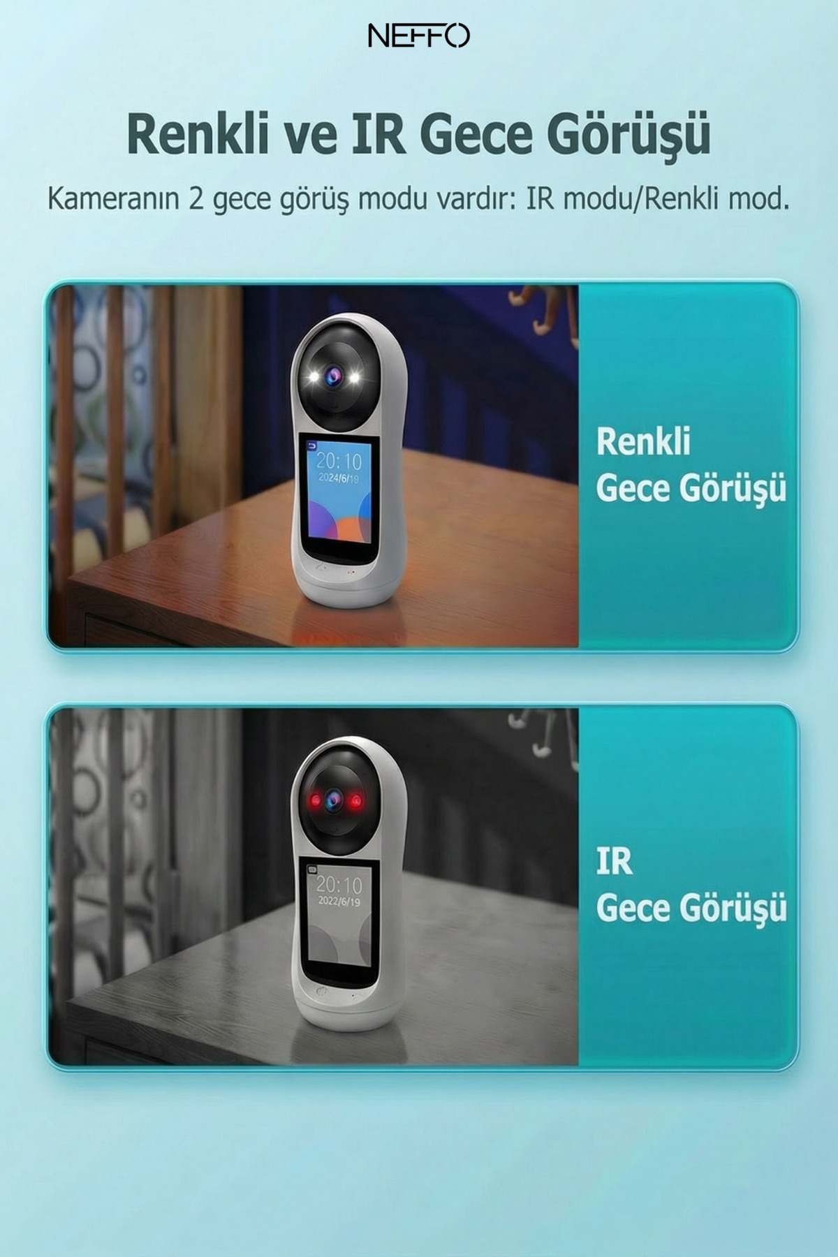 NEFFO Bebek Kamerası Hareket Algılama Monitörlü Full Hd Smart Ip Güvenlik Kamerası fotoğrafı 4 (önizleme)
