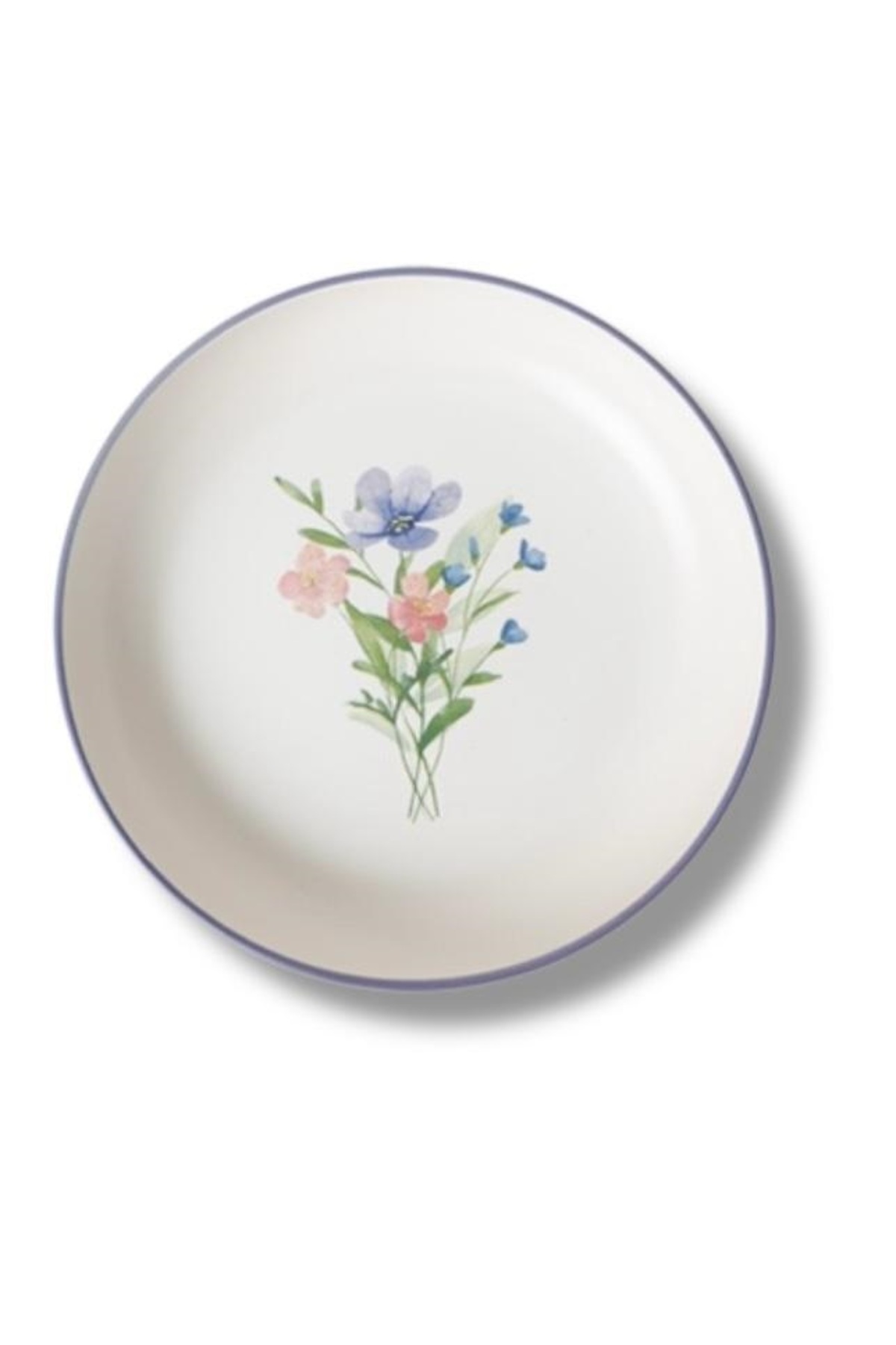 بشقاب غذا و سالاد نوردیک 22 سانتی‌متری طرح گل سفید بسته 2 عددی 23180