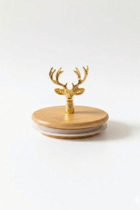 Jenisa Gold Geyik Aksesuarlı Bambu Kavanoz Kapağı - 1 Adet Vakumlu Kapak