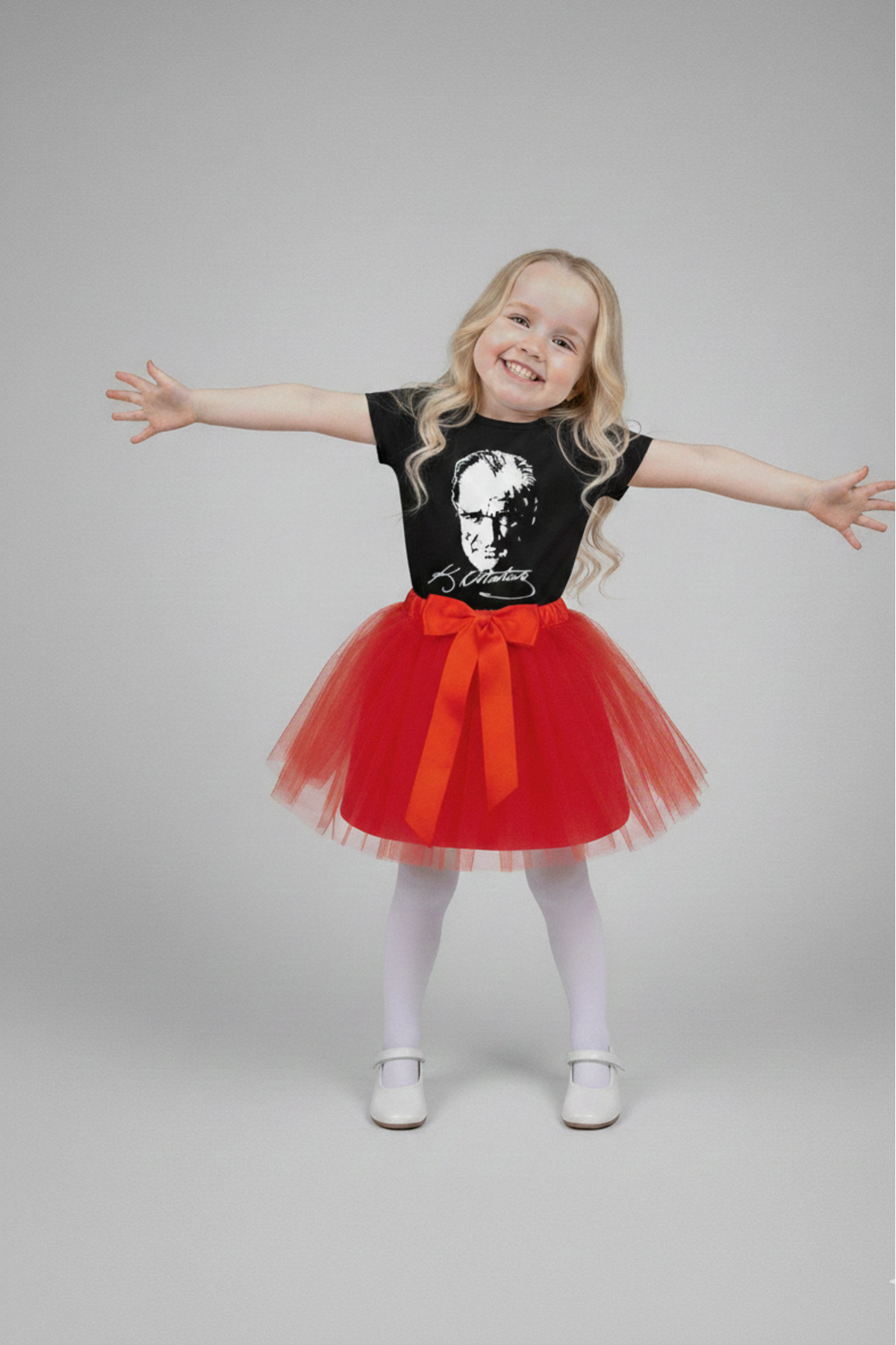 Girls April 23 October 29 Showwear Costume Tutu Skirt Short Sleeve ATATÜRK Printed T-Shirt Set