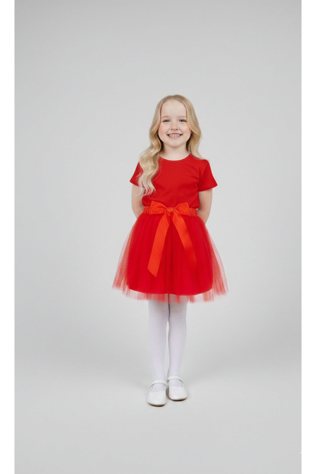 Girls April 23 October 29 Showwear Costume Tutu Skirt Short Sleeve Straight T-Shirt Set -090