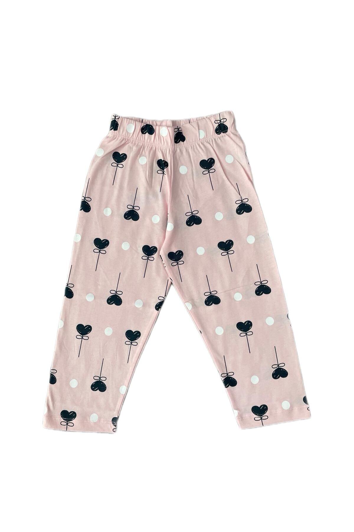 byalisdmr KIZ ÇOCUK PİJAMA TAKIMI PEMBE %100 PAMUK SÜPREM KUMAŞ KALP DESEN KISA KOLLU GÖMLEK YAKA fotoğrafı 6 (önizleme)