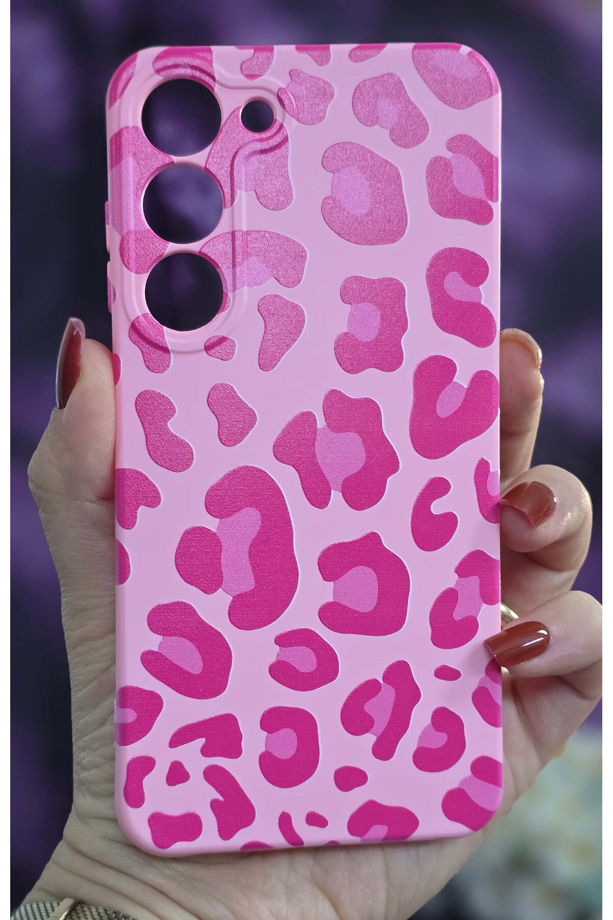 Samsung Galaxy S23 Compatible Leopard Pattern Pink Phone Case