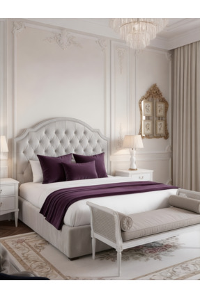 FARCY 3'lü Kadife Kumaş Dekoratif Yatak Runner & 2li İç Dolgulu Kare Yastık K...