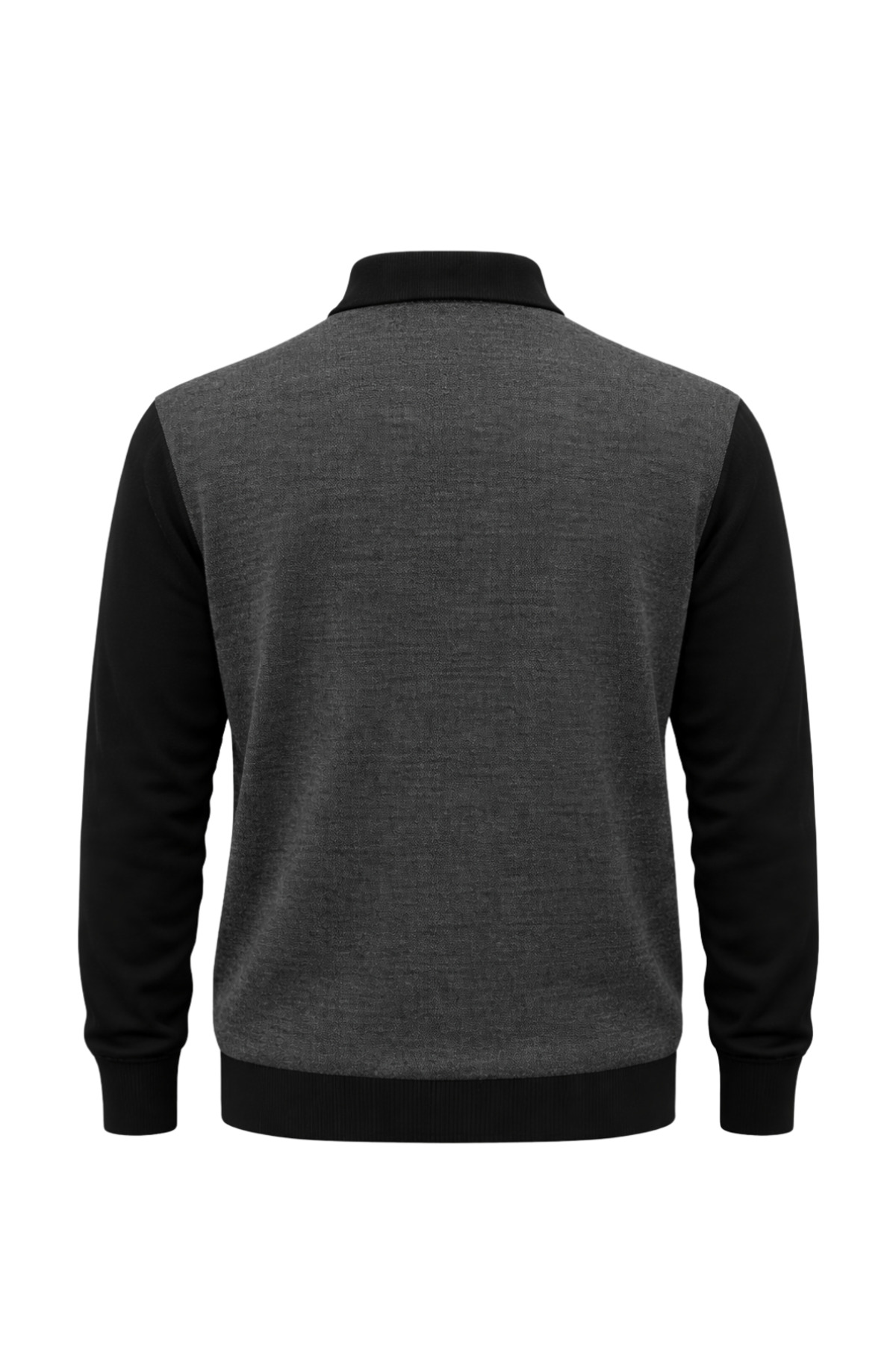 BattalModa Erkek Büyük Beden Siyah Polo Yaka Fermuarlı Triko Kazak 5XL-6XL-7XL-8XL görsel 5