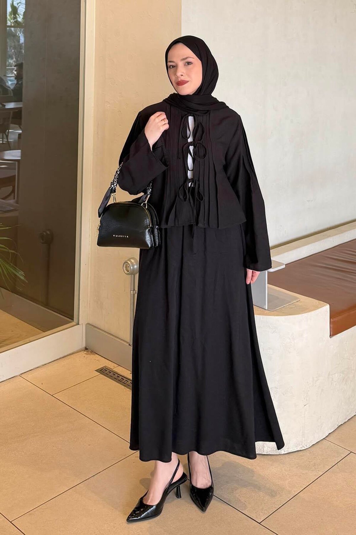 Lamelif Pleated Tie-Dye Detailed Suit Black