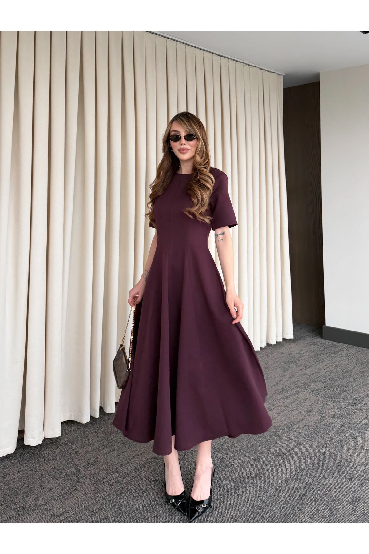 Laluvia Burgundy Godeli Dress - 05174