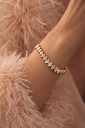 Solene Solène Fiona Altın Kaplama Rose Gold Taşlı Bileklik