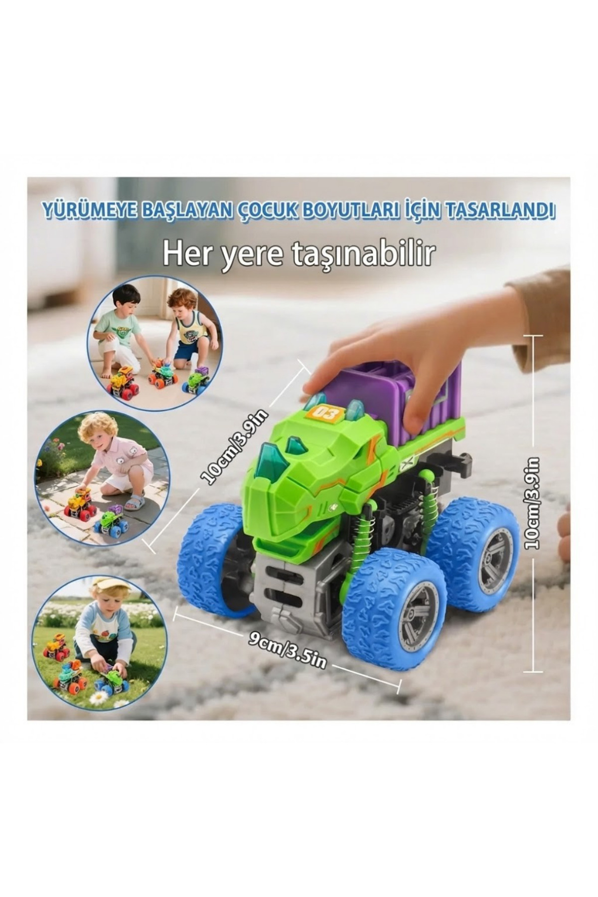 craftivio Işıklı Ve Sesli Dinozor Canavar Kamyon - 360° Dönen