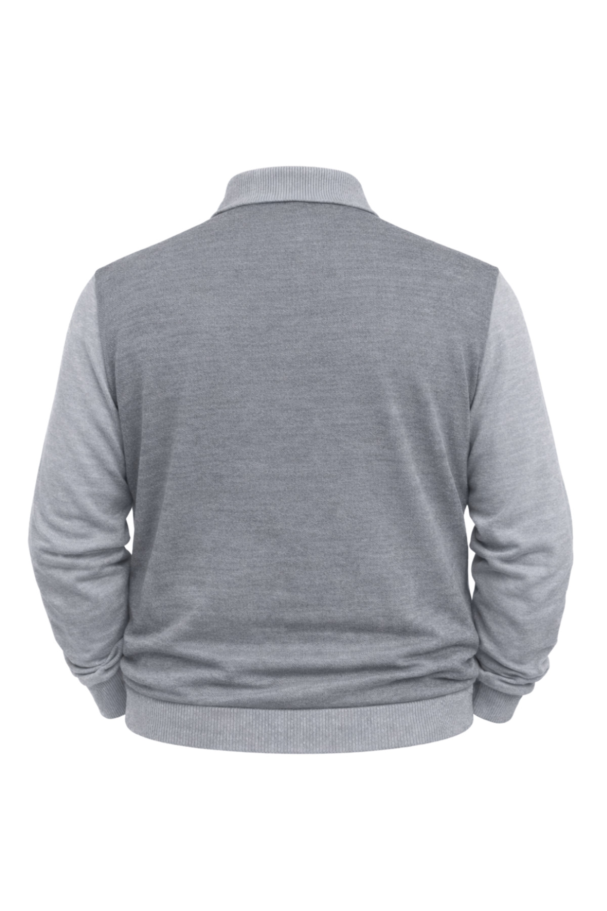 BattalModa Erkek Büyük Beden Gri Polo Yaka Fermuarlı Triko Kazak 5XL-6XL-7XL-8XL görsel 5