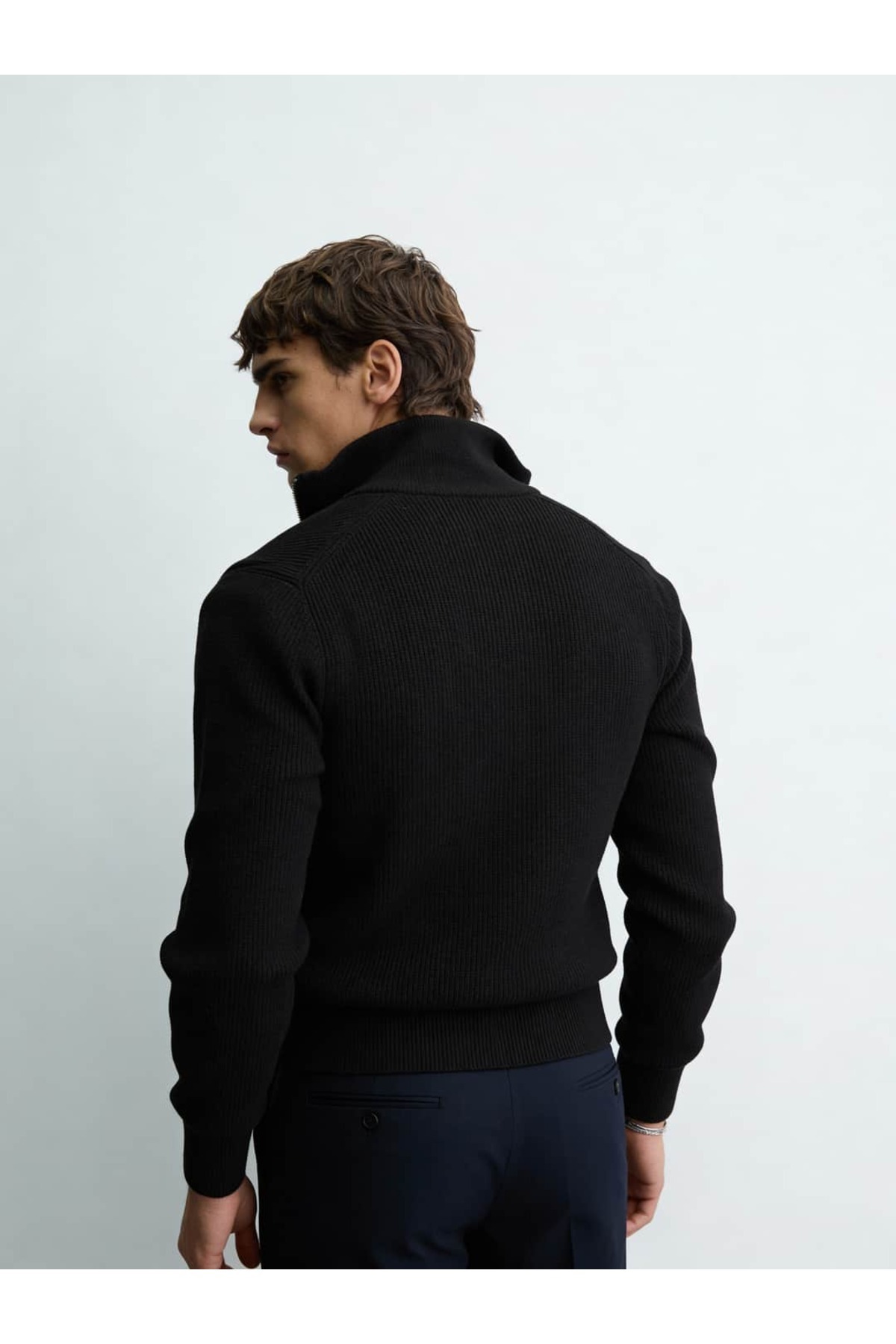 Atelier Old Money  Full Zip Siyah Kazak FW5793 - Görsel 2