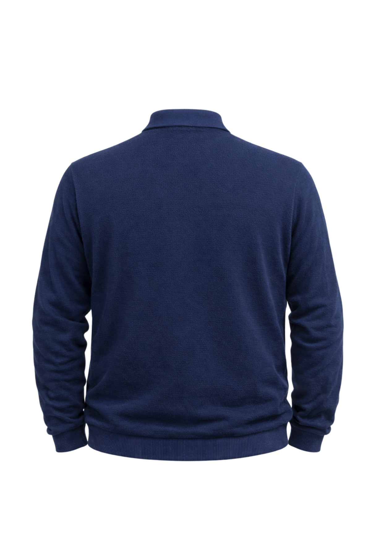 BattalModa Erkek Büyük Beden Melanj Lacivert Polo Yaka Fermuarlı Triko Kazak 5XL-6XL-7XL-8XL görsel 5