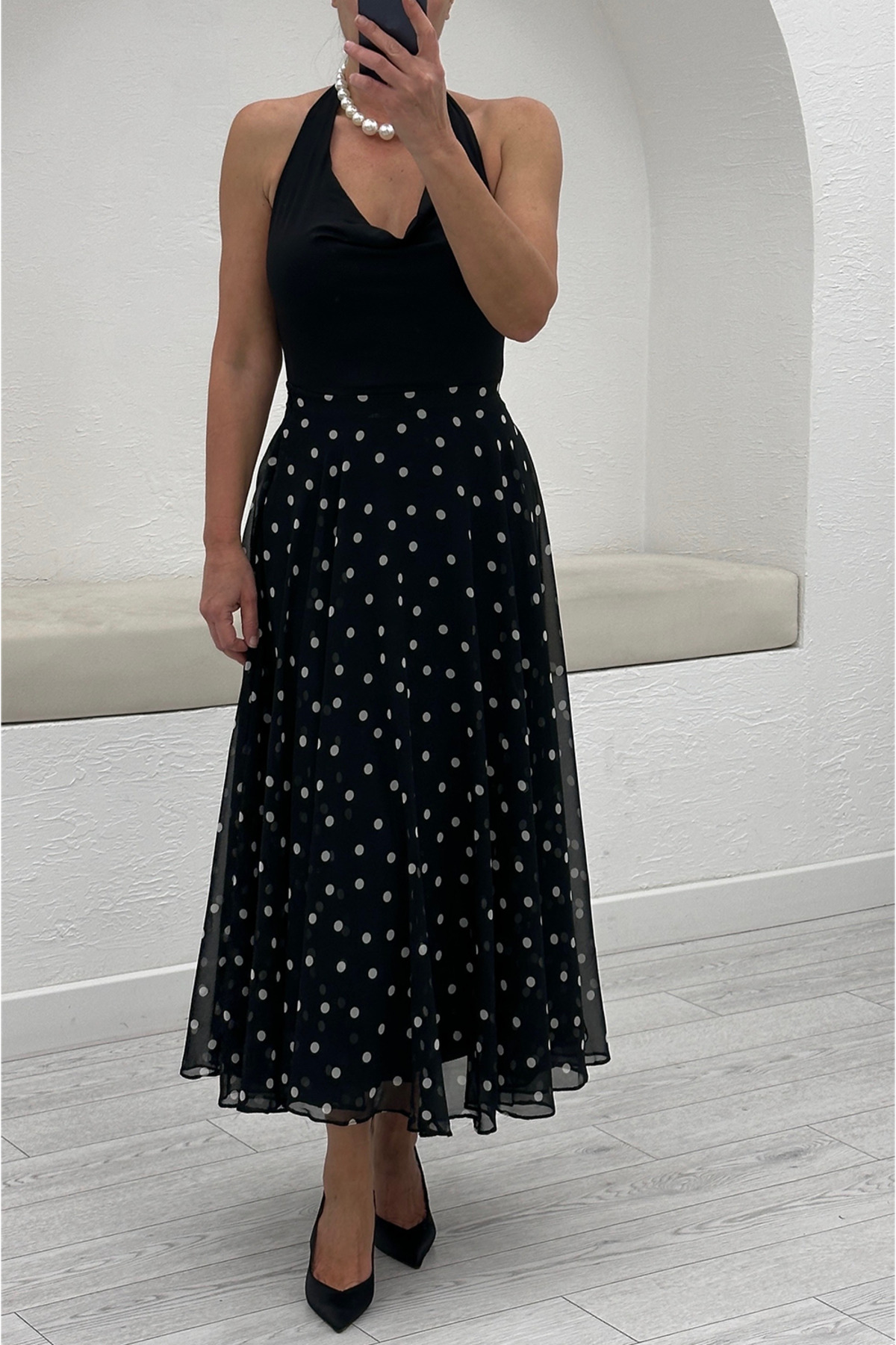 Act Pepicino Kids&Boutique  Siyah Puantiyeli Etek 0613