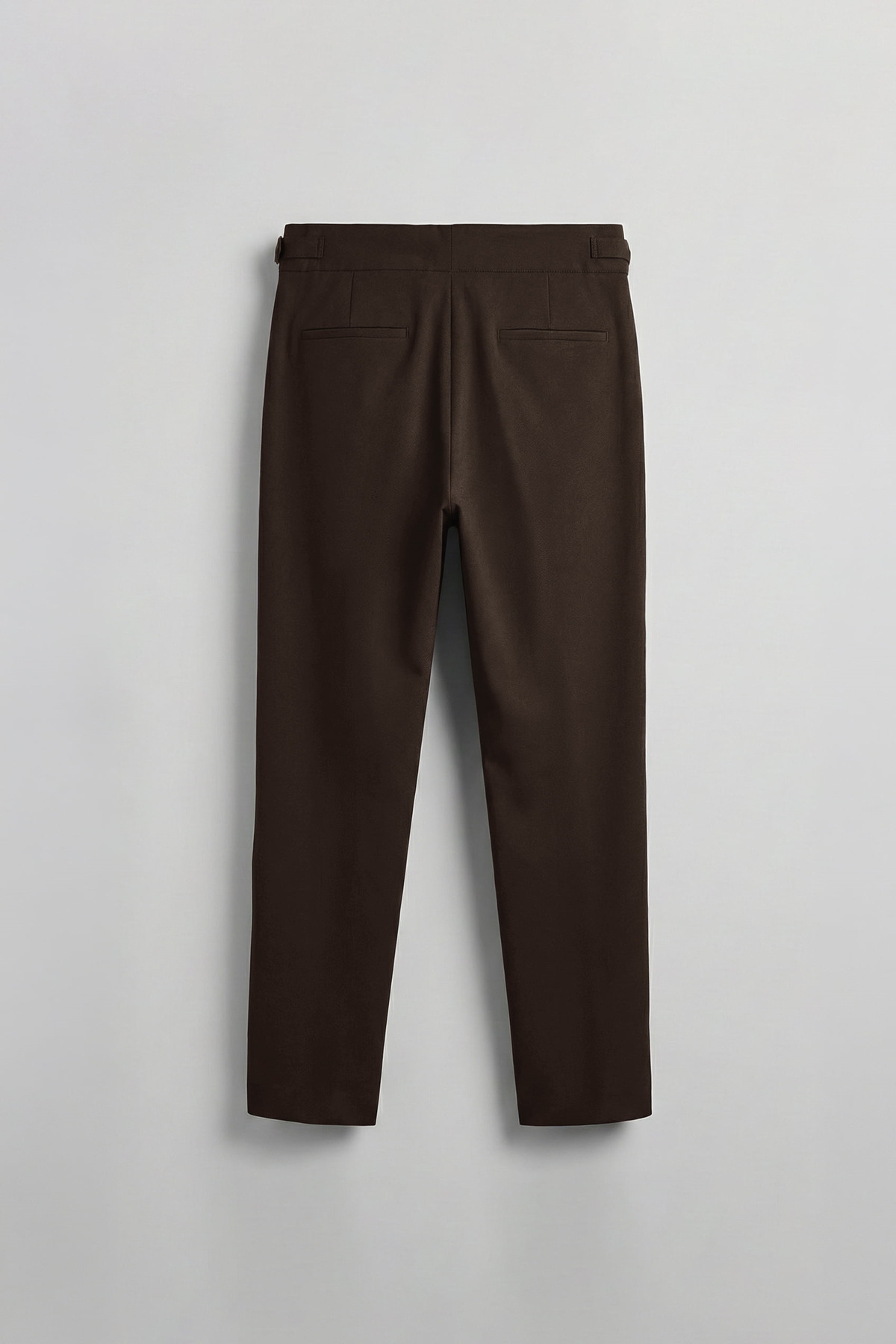 Erkek Slim Fit İtalyan Kesim Yan Tokalı Çift Düğmeli Pantolon Kahverengi — قهوه‌ای PNT.0164 — تصویر 2 از 3