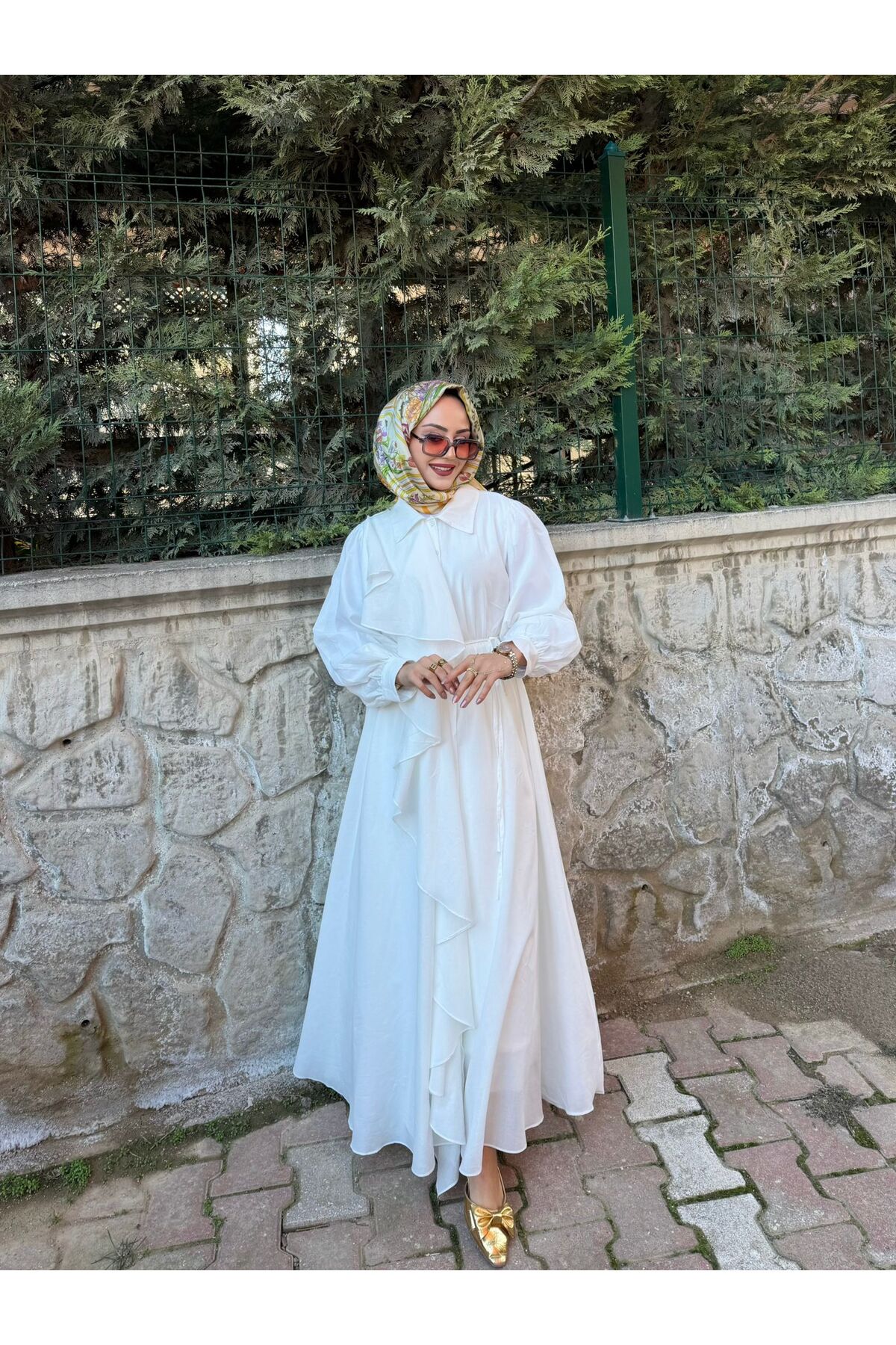 Volan Fırfırlı Tesettür elbise