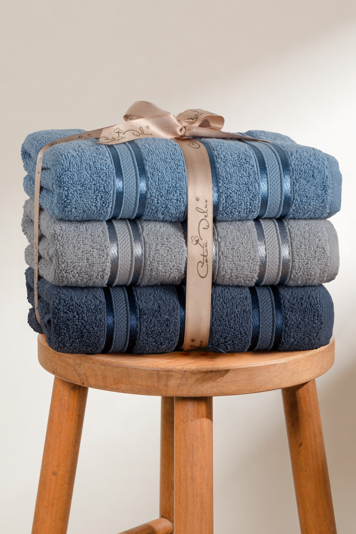 Pera 3-Piece 100% Cotton Towel Set | Hand, Face-Hair Towel | Bagged, Dowry, Gift| 50x90 cm