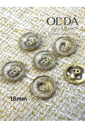 ODDA TASARIM ATÖLYESİ 18 MM MA.NGO 2 DELIK GOLD METAL 6 li DUGME SETI