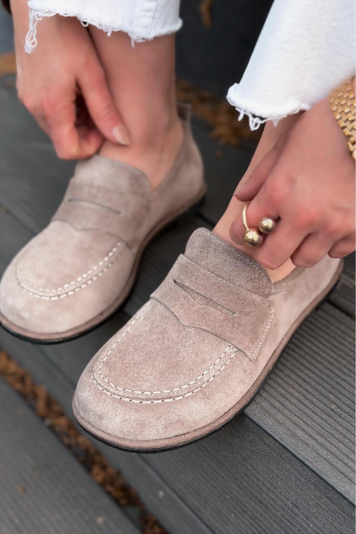 I Love Shoes Marion Kadın Loafer Vizon Hakiki Süet görsel 7
