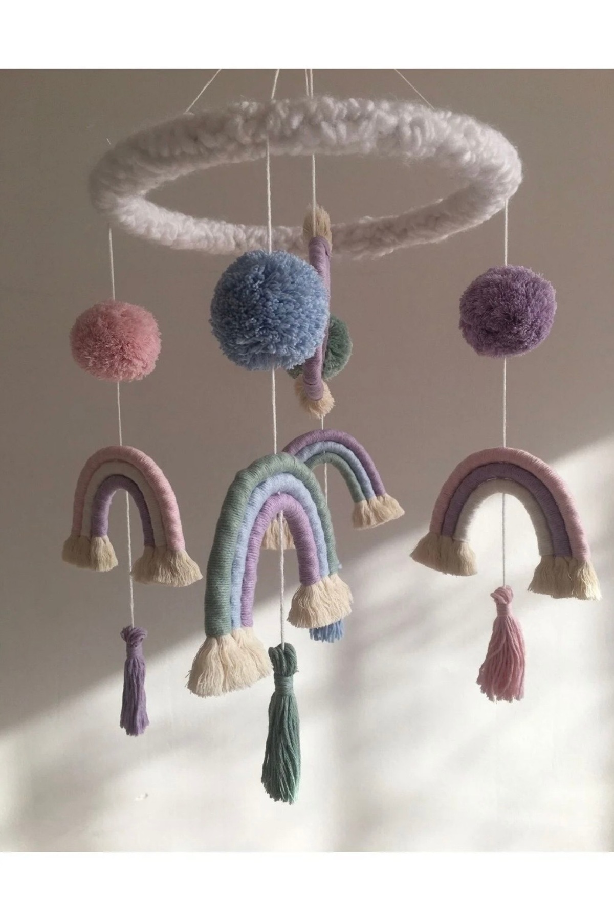 Nilsu Tasarım Makrome Dönence Bebek Dönencesi Bebek Beşik Aksesuar El Yapımı Bebek Cocuk Odası Aksesuar fotoğrafı 2 (önizleme)