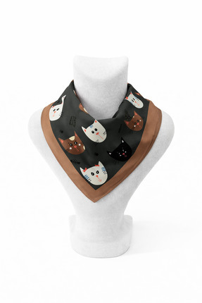 Vanelia Kedi Figürlü Fular Bandana - 50x50 cm