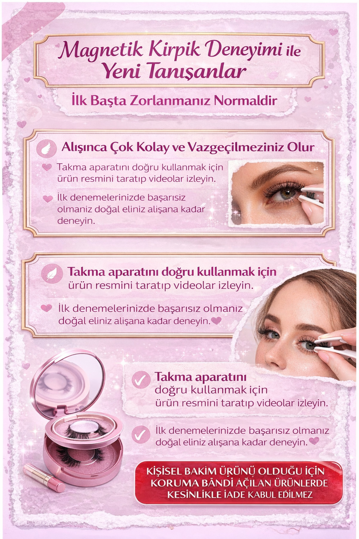 Manyetik Takma Kirpik Seti 2 Çift Mıknatıslı Kirpik + Takma Aparatı Dahil Aynalı Lux Compact Kutu — ALR-MIKNTSSETCOMPCT — تصویر 9 از 9