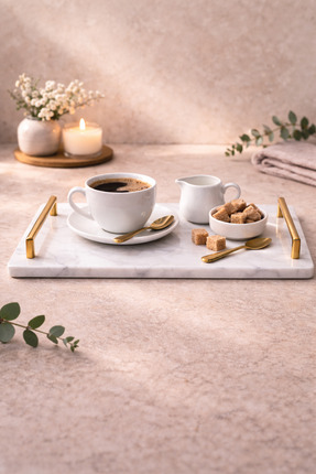 Sarıkaya Granit Beyaz Mermer | Sunum Tepsisi | Sunumluk Beyaz | 30x20 Cm Deko...