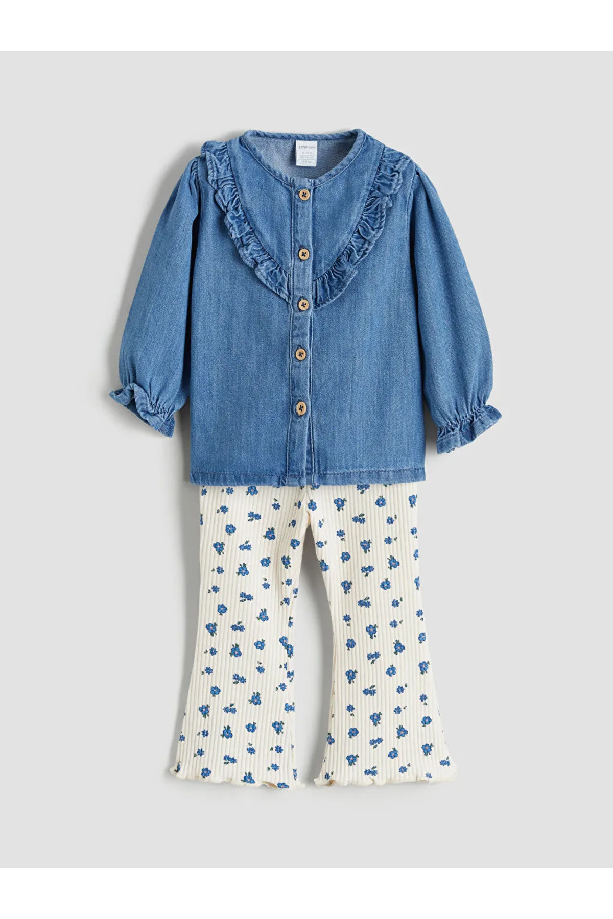 LC Waikiki Mavi Fırfırlı Kız Bebek Gömlek ve Tayt fotoğrafı 4 (önizleme)