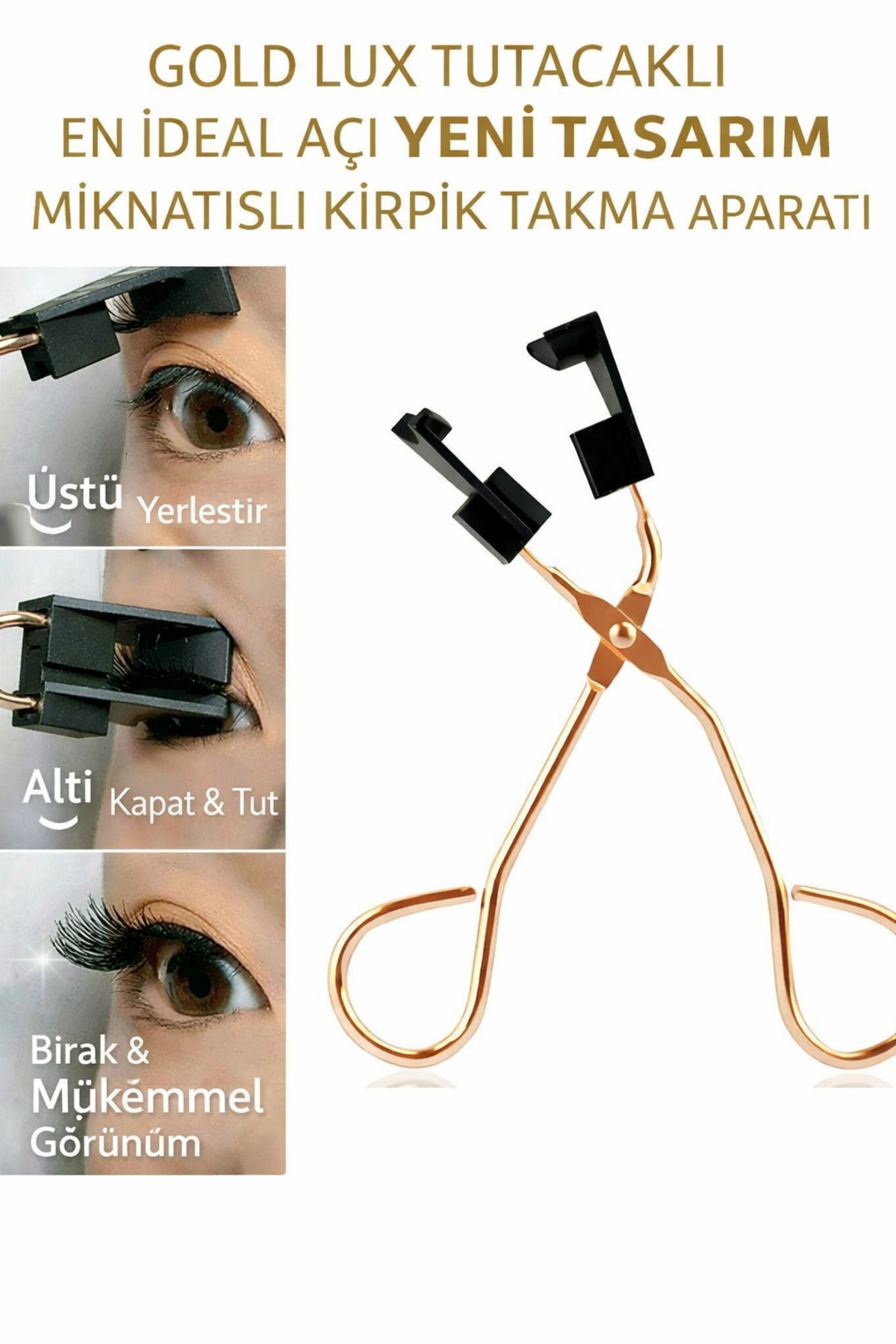 ابزار اکستنشن مژه مغناطیسی / زاویه 360 درجه / نگهدارنده استیل ضد زنگ طلایی لوکس — ALR-MGNTK-GLD — تصویر 3 از 9