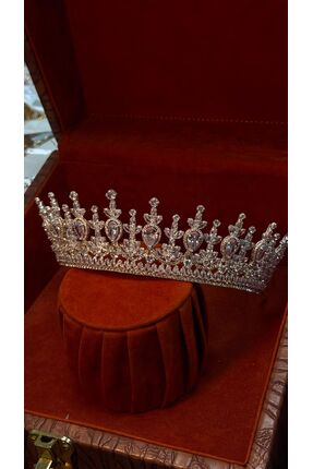 rive.official Zirkon Taşlı Kraliçe Model Gelin Tacı – Lüks Taç – 2 Yıl Garantili