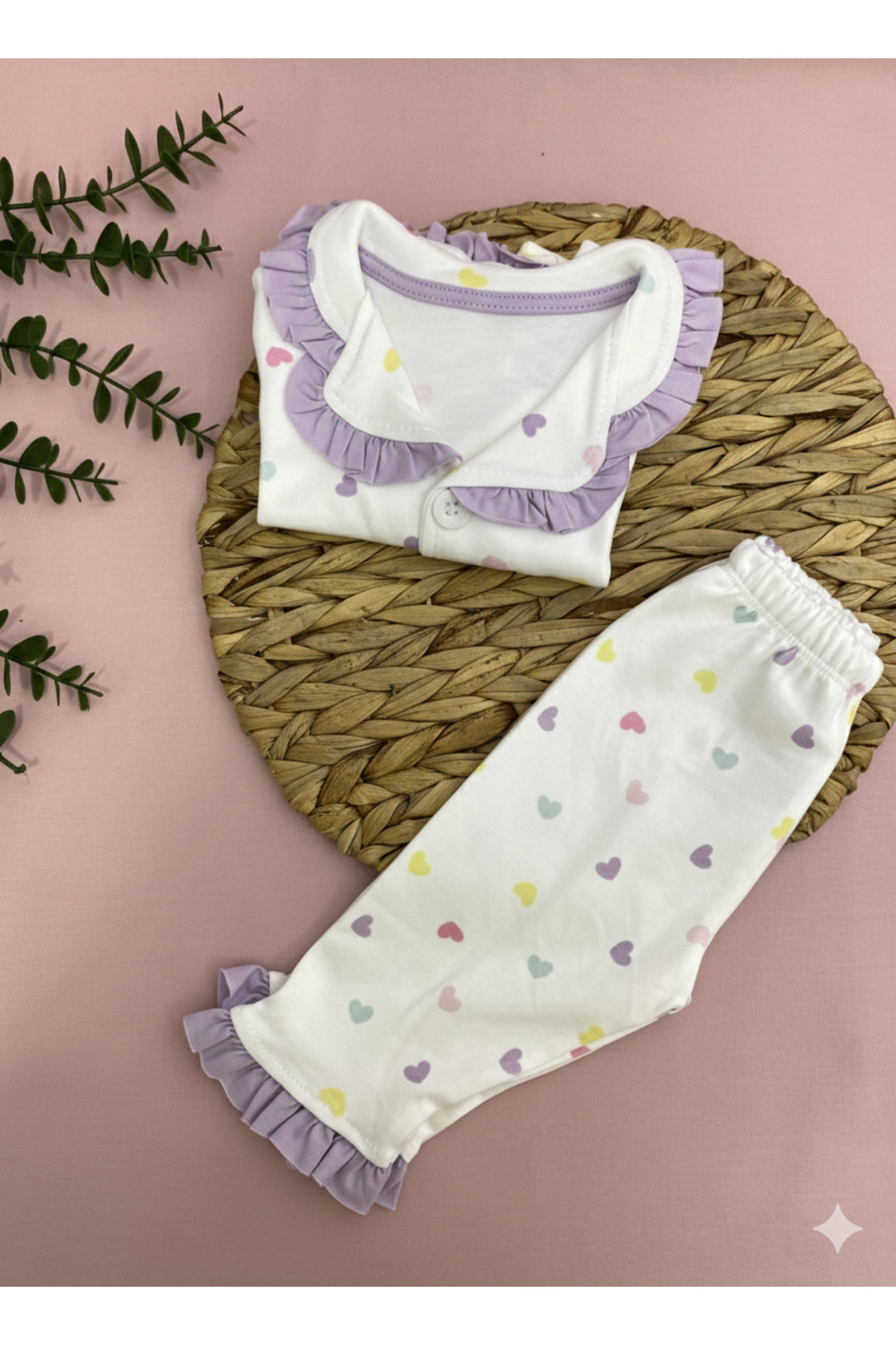dolaş kids KALP BASKILI FIRFIRLI IKILI PIJAMA TAKIMI fotoğrafı 2 (önizleme)