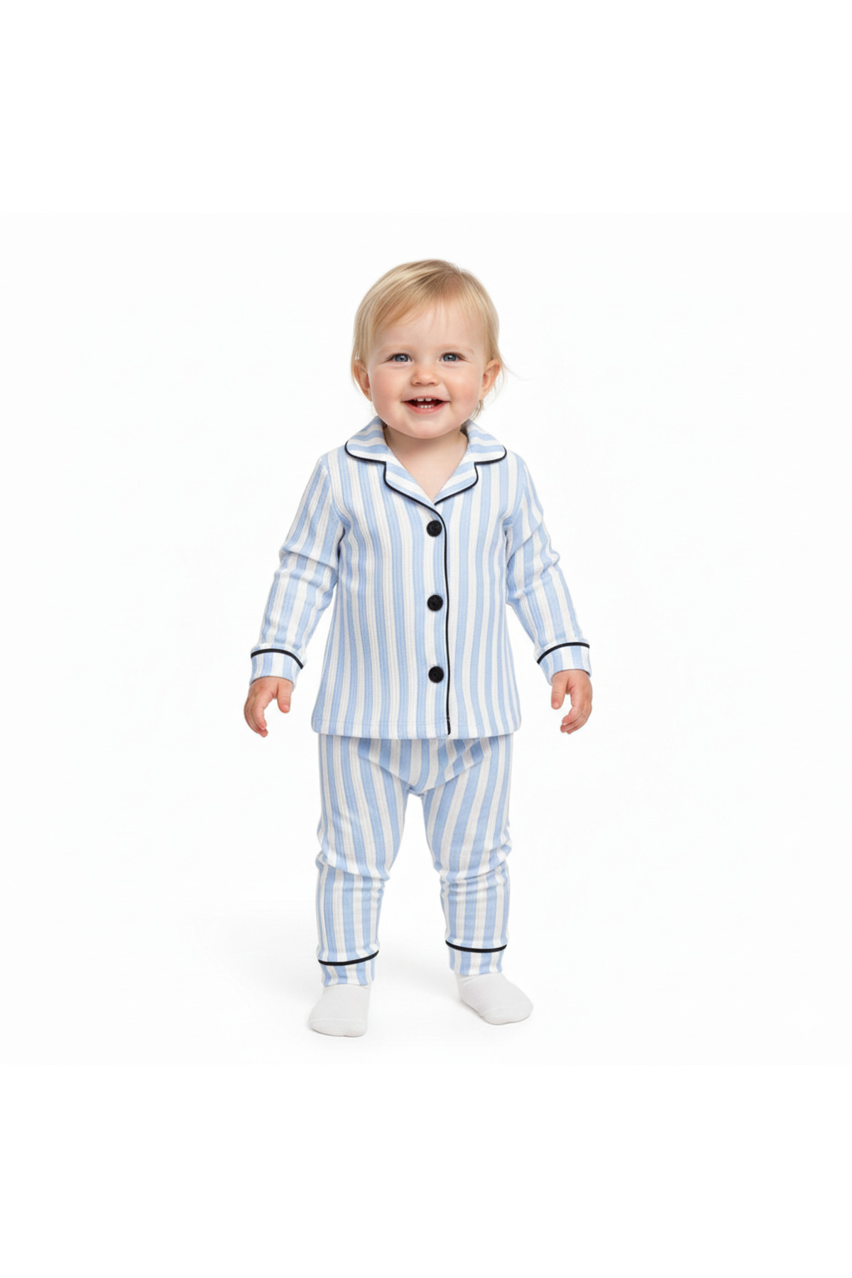 baby kids colors Erkek çizgili alt üst pijama takımı fotoğrafı 2 (önizleme)