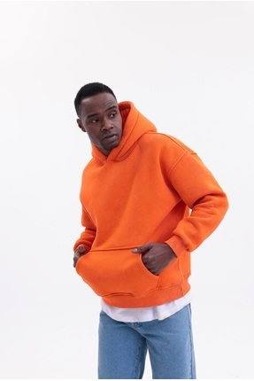 Butik Asit yıkamalı Turuncu Hoodie