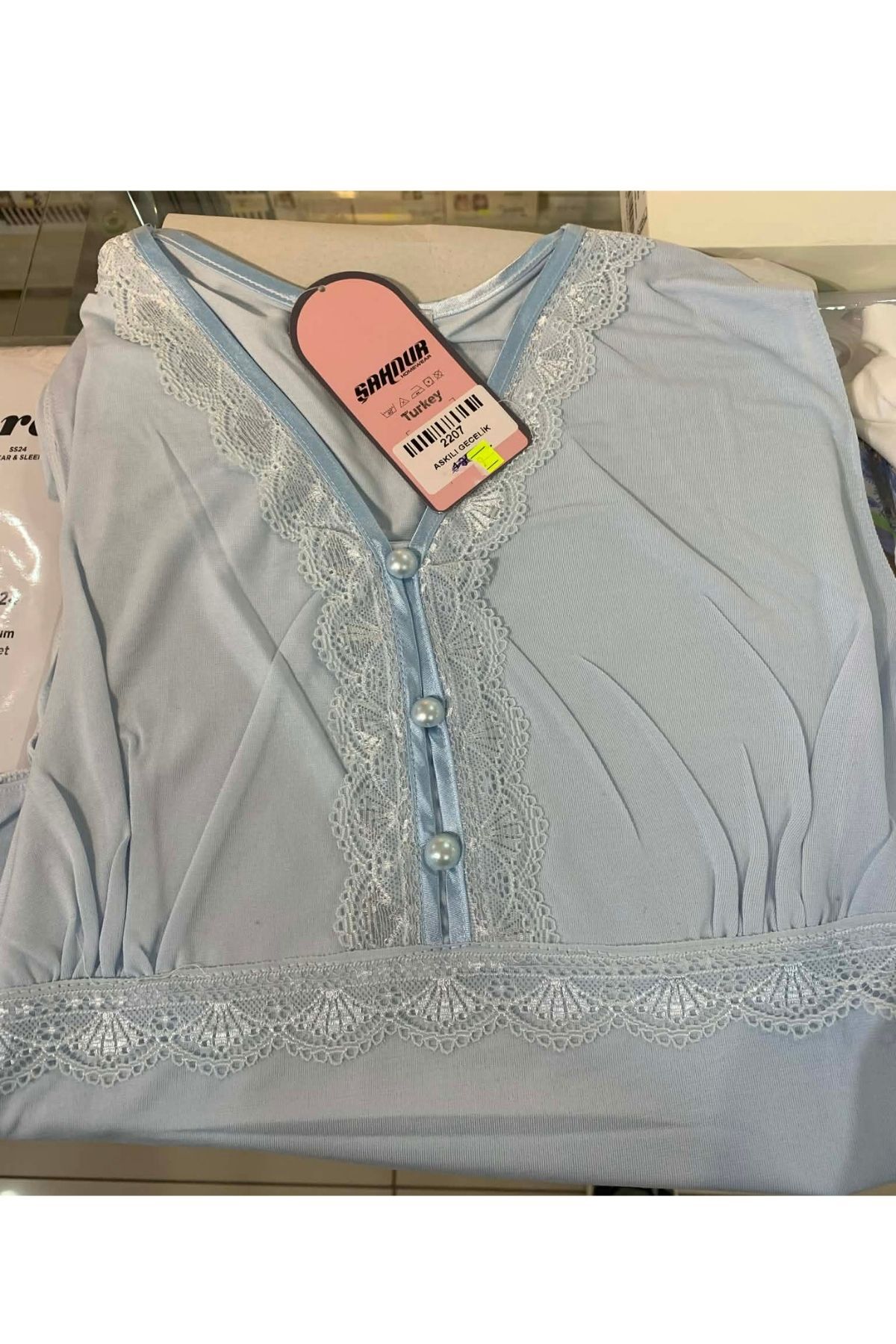 Şahnur Dantel Detaylı Sıfır Kol Kadın Gecelik