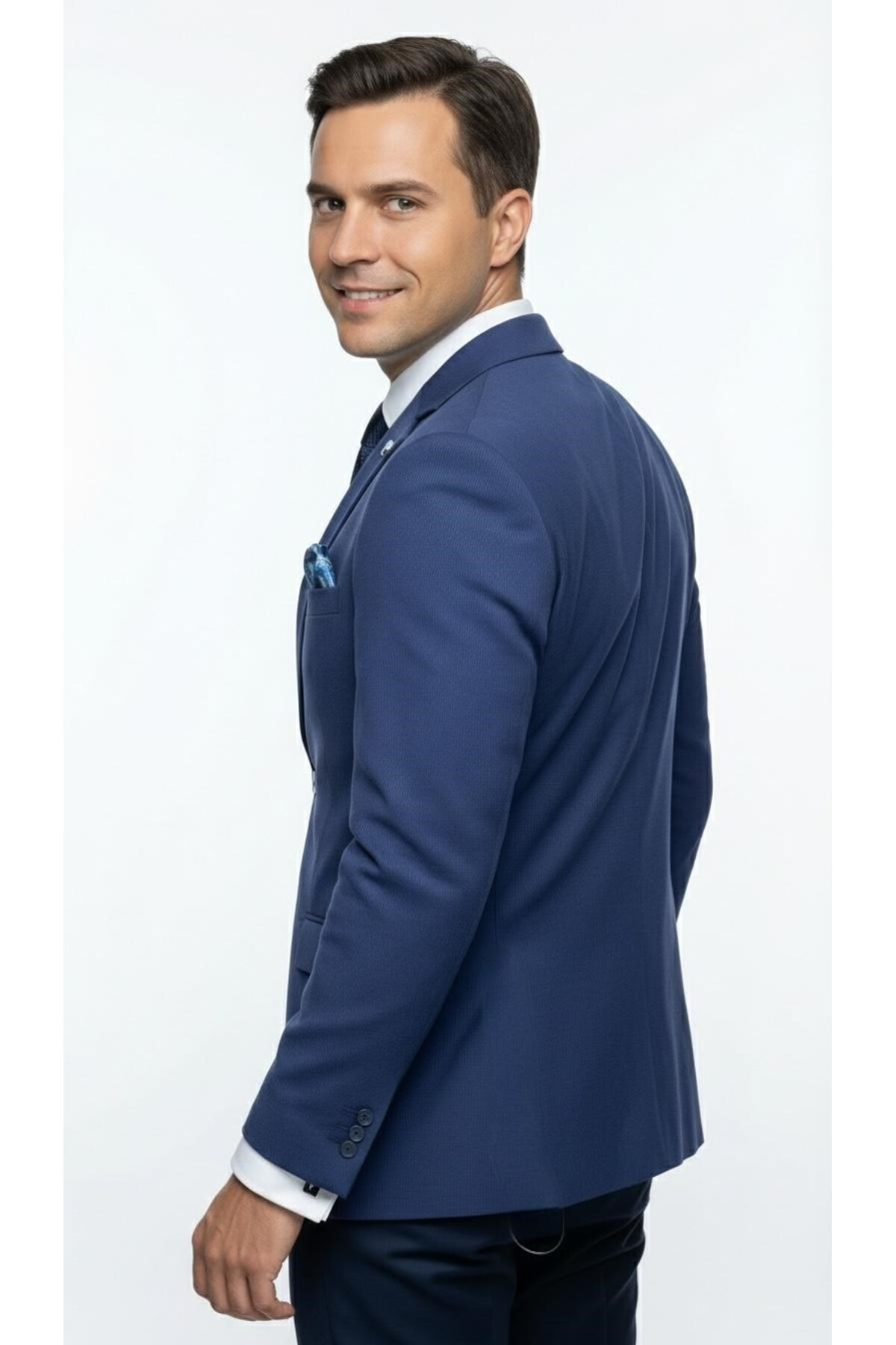 Plus Scorpion Erkek Slim Fit Ceket, Likralı Fitilli Kumaş, Çift Düğmeli Tek yırtmaçlı Modern Tasarım görsel 4