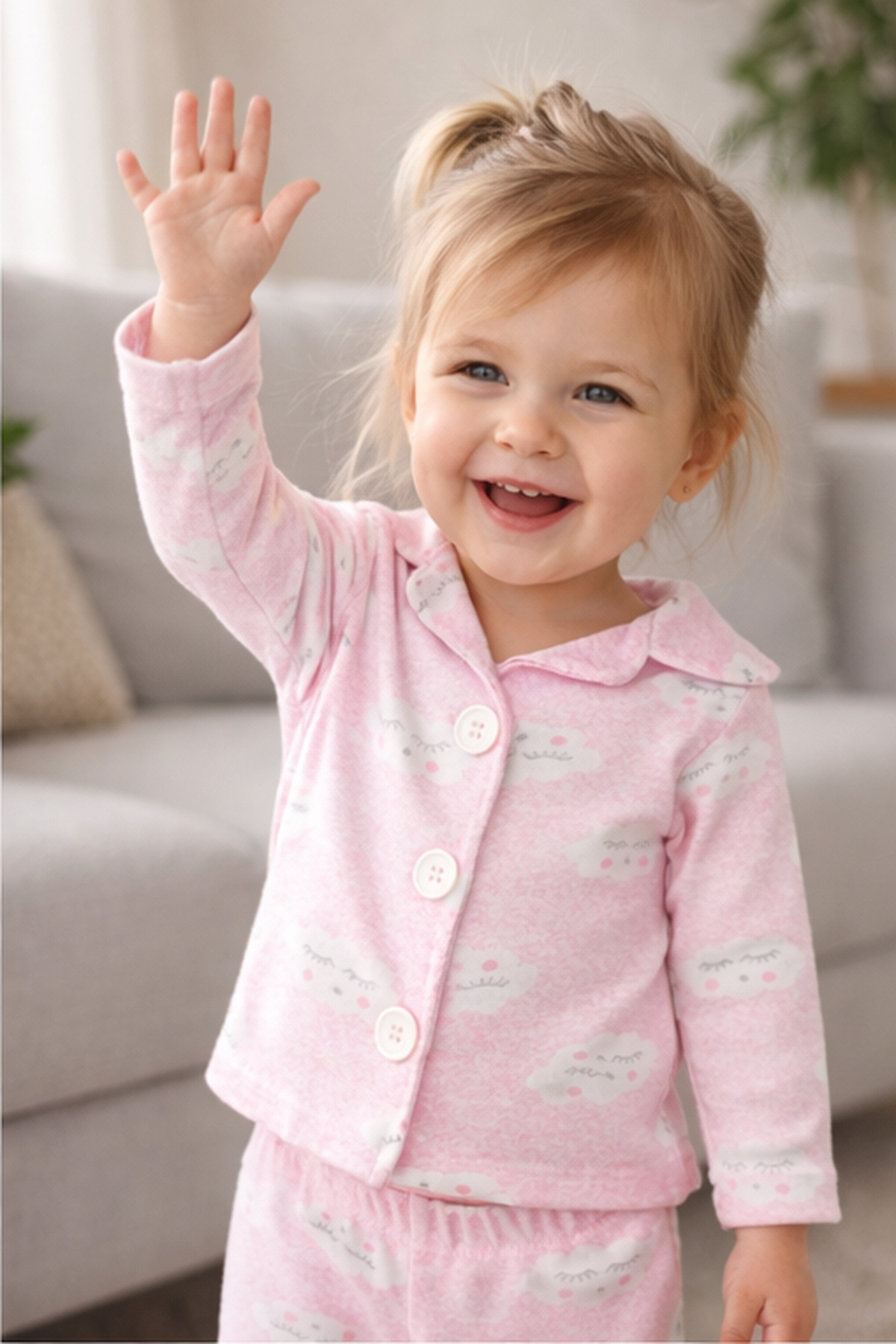 ADABEBEK %100 Pamuk Düğmeli Desenli Pijama Takımı fotoğrafı 5 (önizleme)