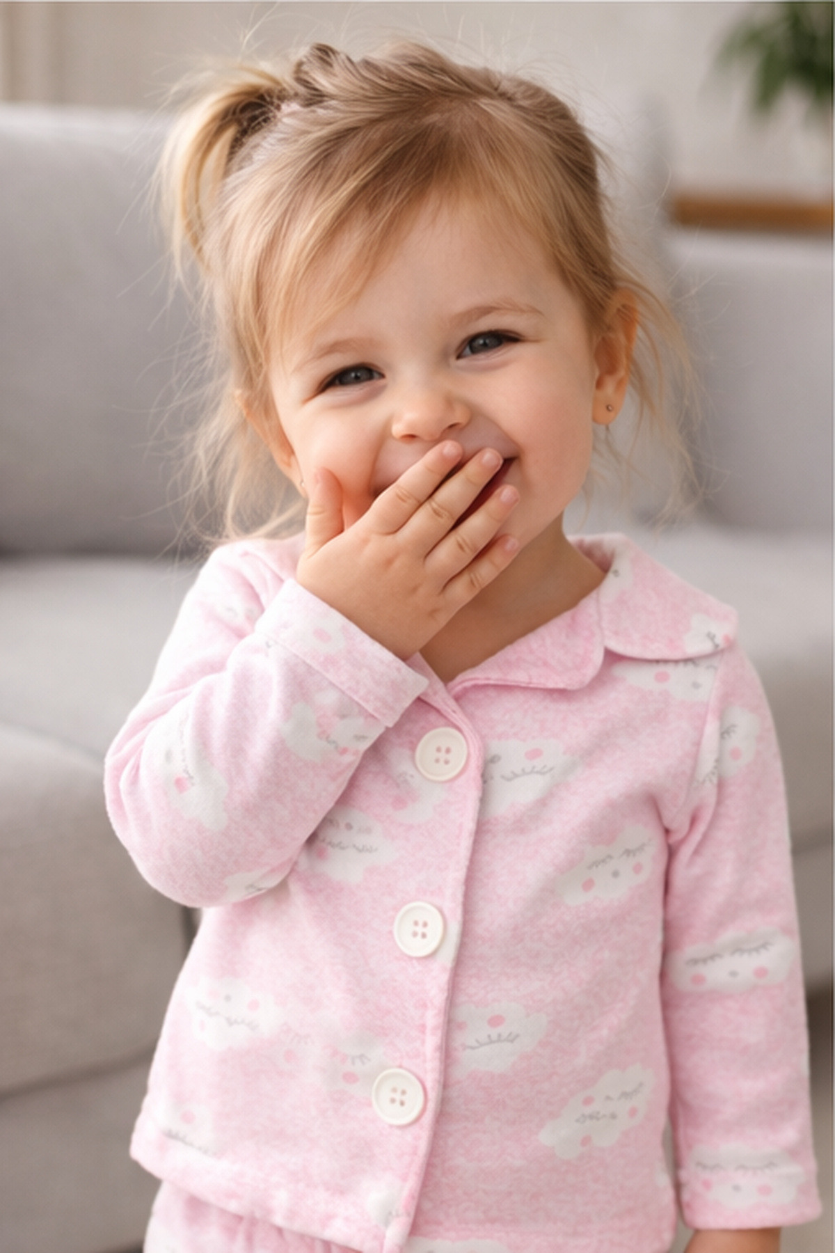 ADABEBEK %100 Pamuk Düğmeli Desenli Pijama Takımı fotoğrafı 4 (önizleme)