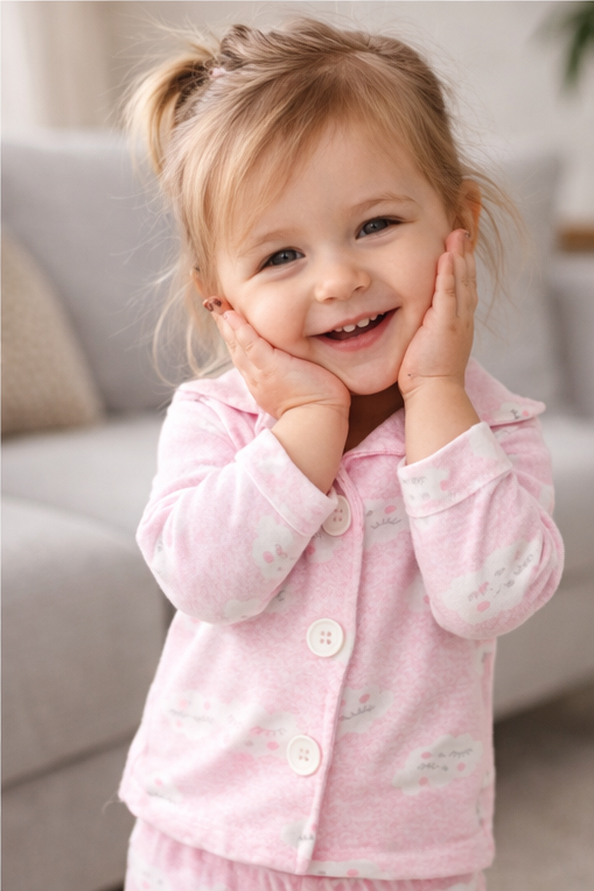 ADABEBEK %100 Pamuk Düğmeli Desenli Pijama Takımı fotoğrafı 2 (önizleme)