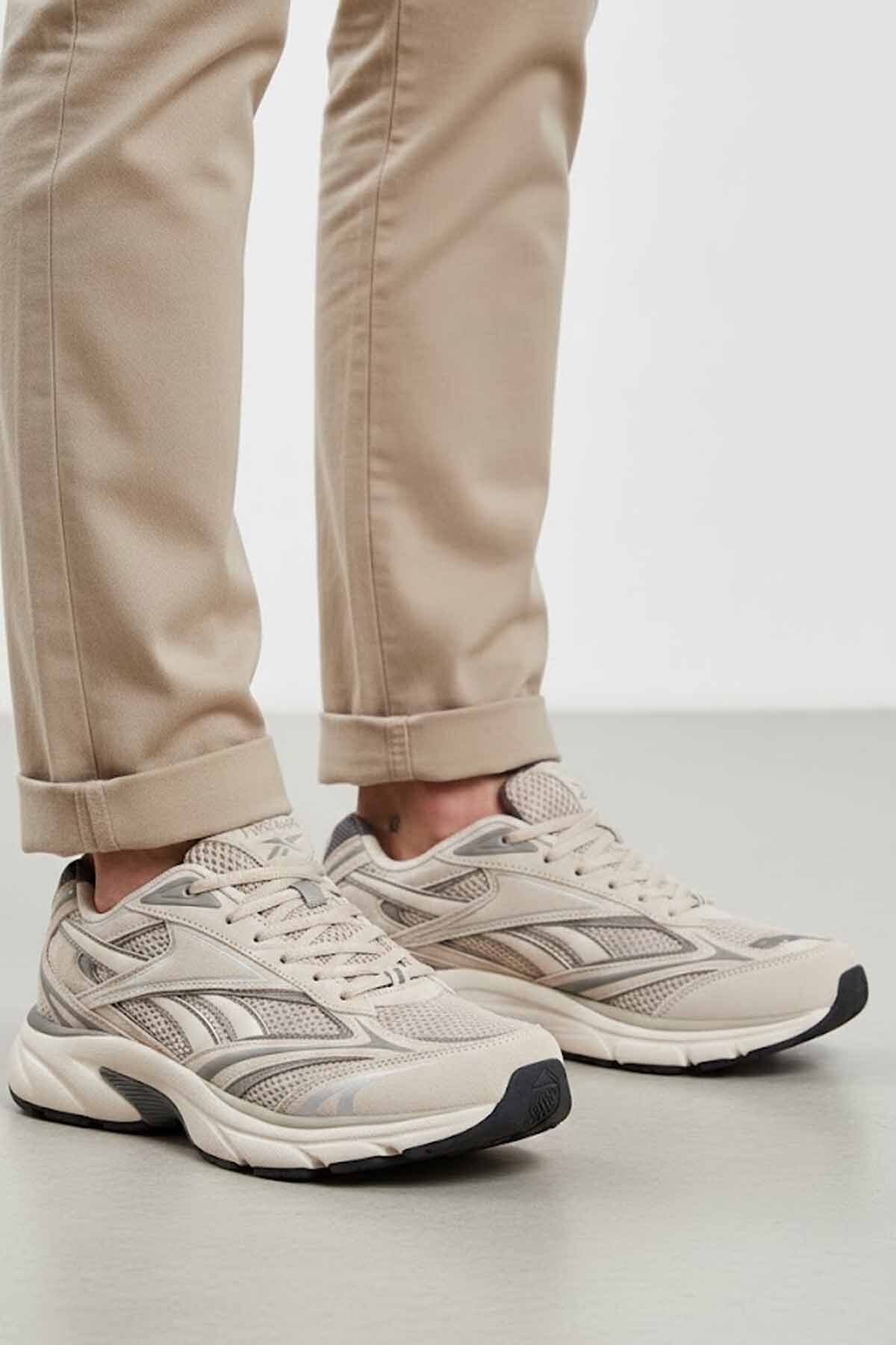 Reebok  BELWAVE Gri Bej Erkek Spor Ayakkabı - Koşu ve Yürüyüş Sneaker - Görsel 3