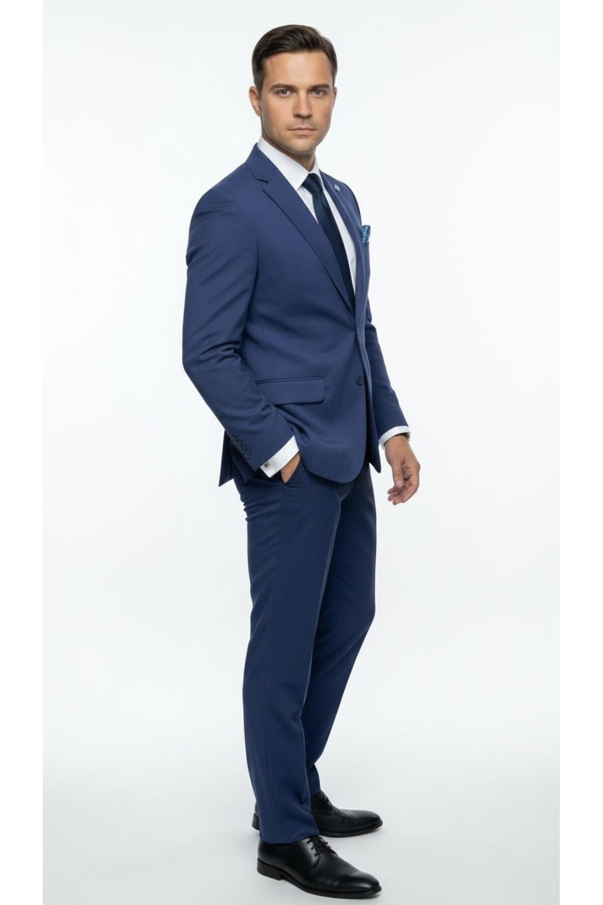 Plus Scorpion Erkek Slim Fit Ceket, Likralı Fitilli Kumaş, Çift Düğmeli Tek yırtmaçlı Modern Tasarım görsel 3