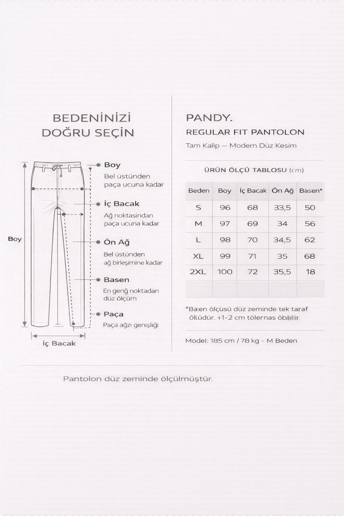 pandy  Erkek Bel Lastikli Yarım Kemerli Likralı Paça Katlamalı Regular Fit Pantolon - Görsel 8