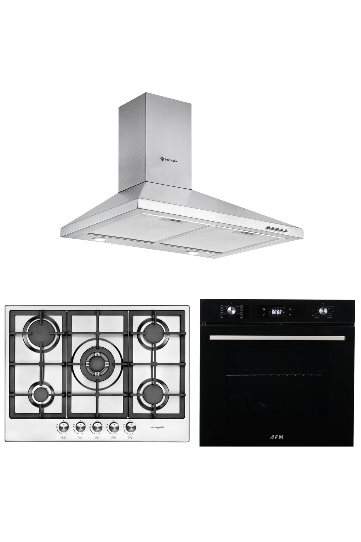 Eminçelik ve AFM Tech Marka The+ Siyah-inox 5 Gözlü Ankastre Set (7700 ...