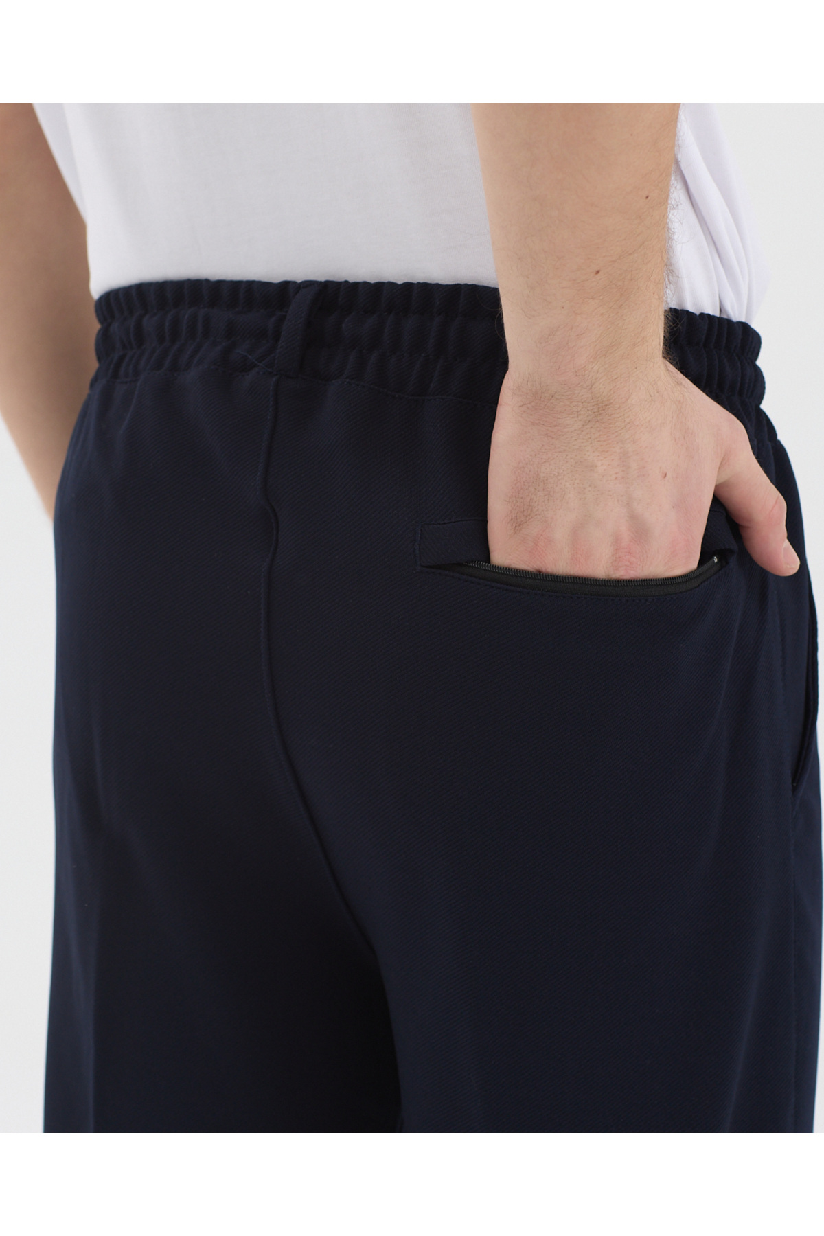 pandy  Erkek Bel Lastikli Yarım Kemerli Likralı Paça Katlamalı Regular Fit Pantolon - Görsel 7