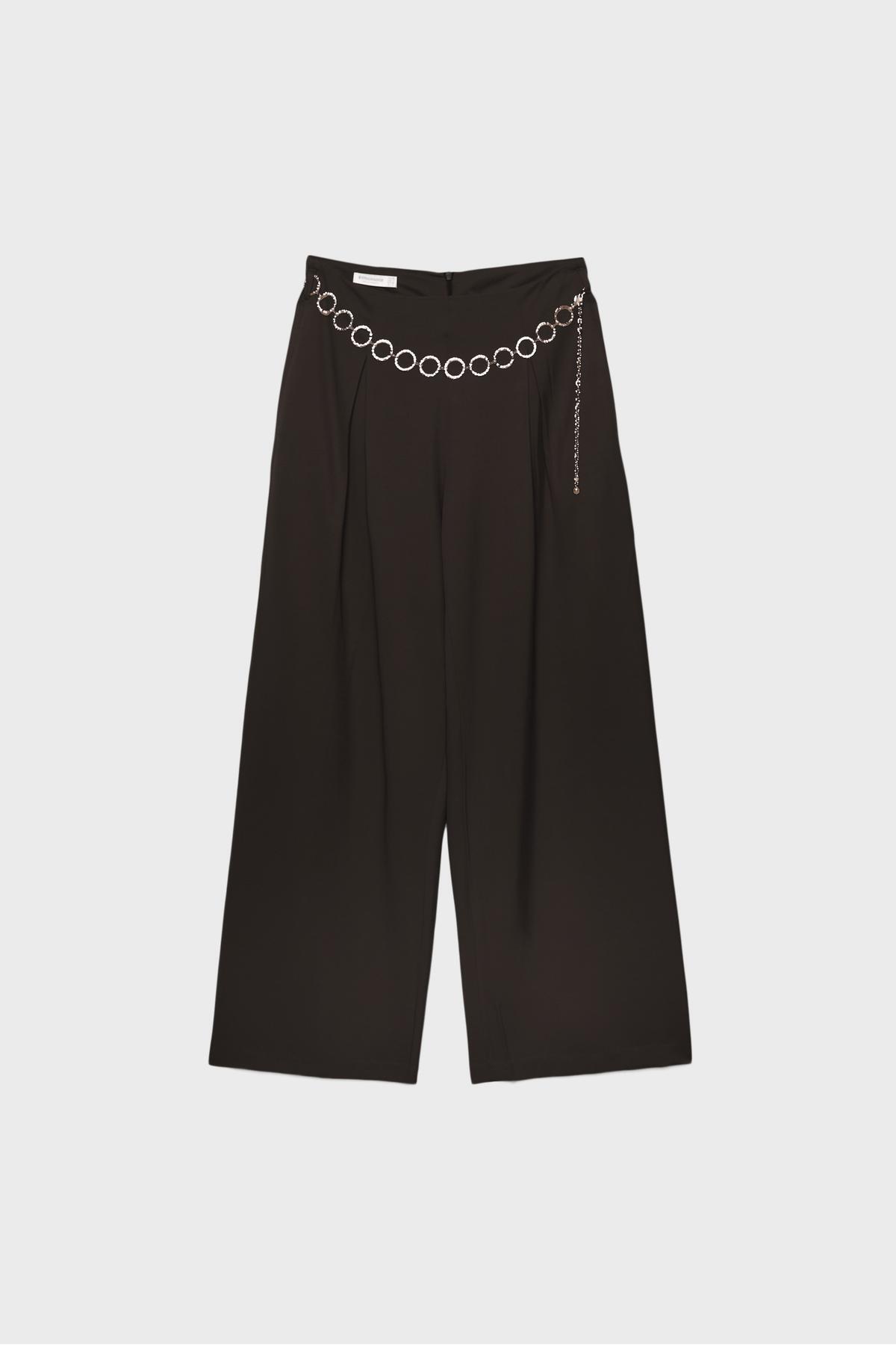 Stradivarius  Zincir detaylı liyosel pensli pantolon - Görsel 6