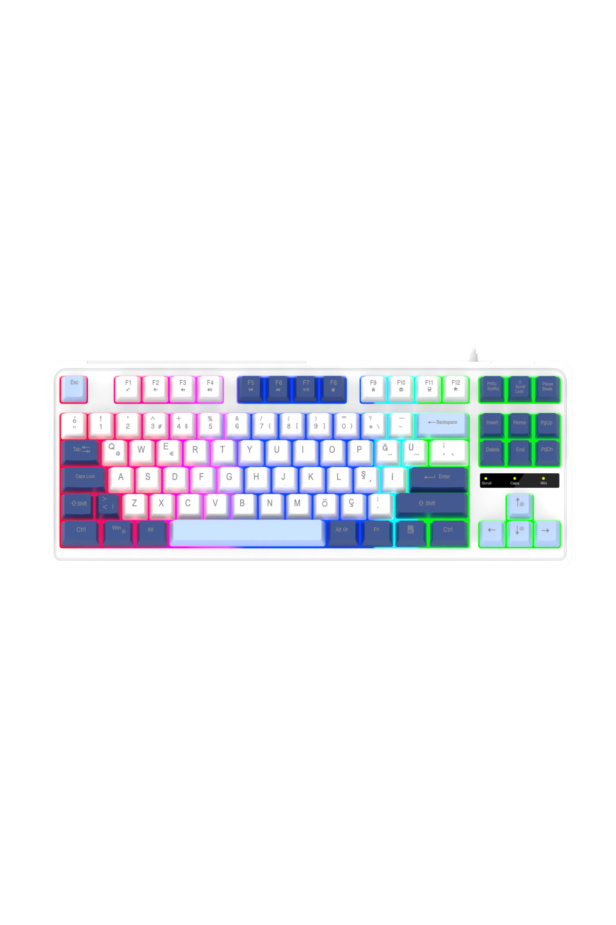 JDK87 Rainbow Mechanical Sensory Membrane Turkish Q Gaming 87 Keys Black Keyboard